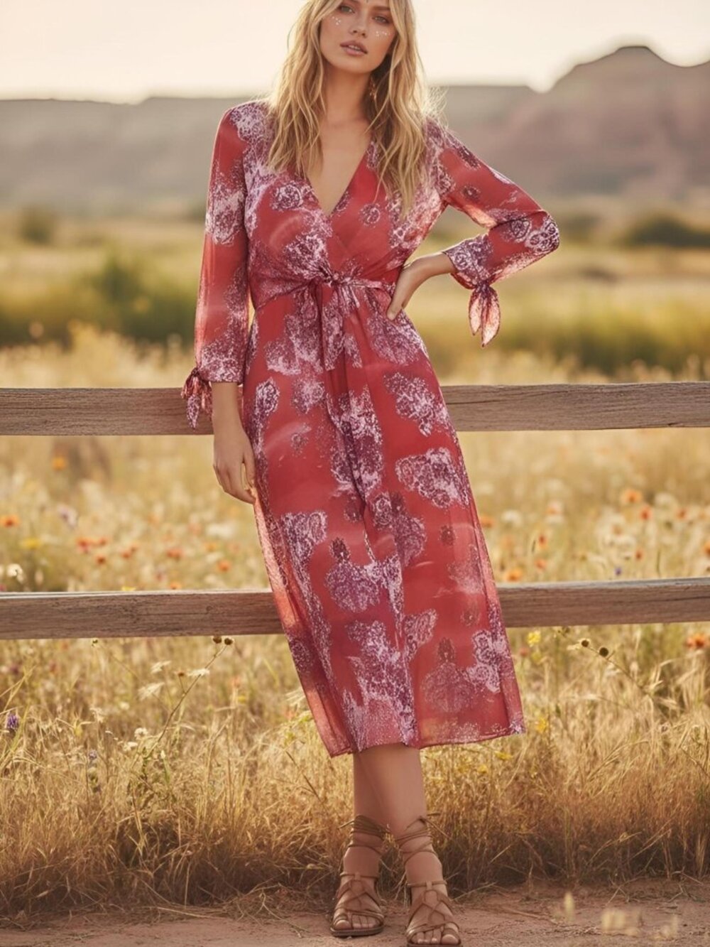 IRO PARIS Gramy Wrap-Effect Printed Crepe de Chine Midi Dress M NWT